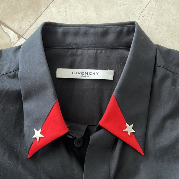 Givenchy men button down size 41 large black with red - Picture 2 of 7